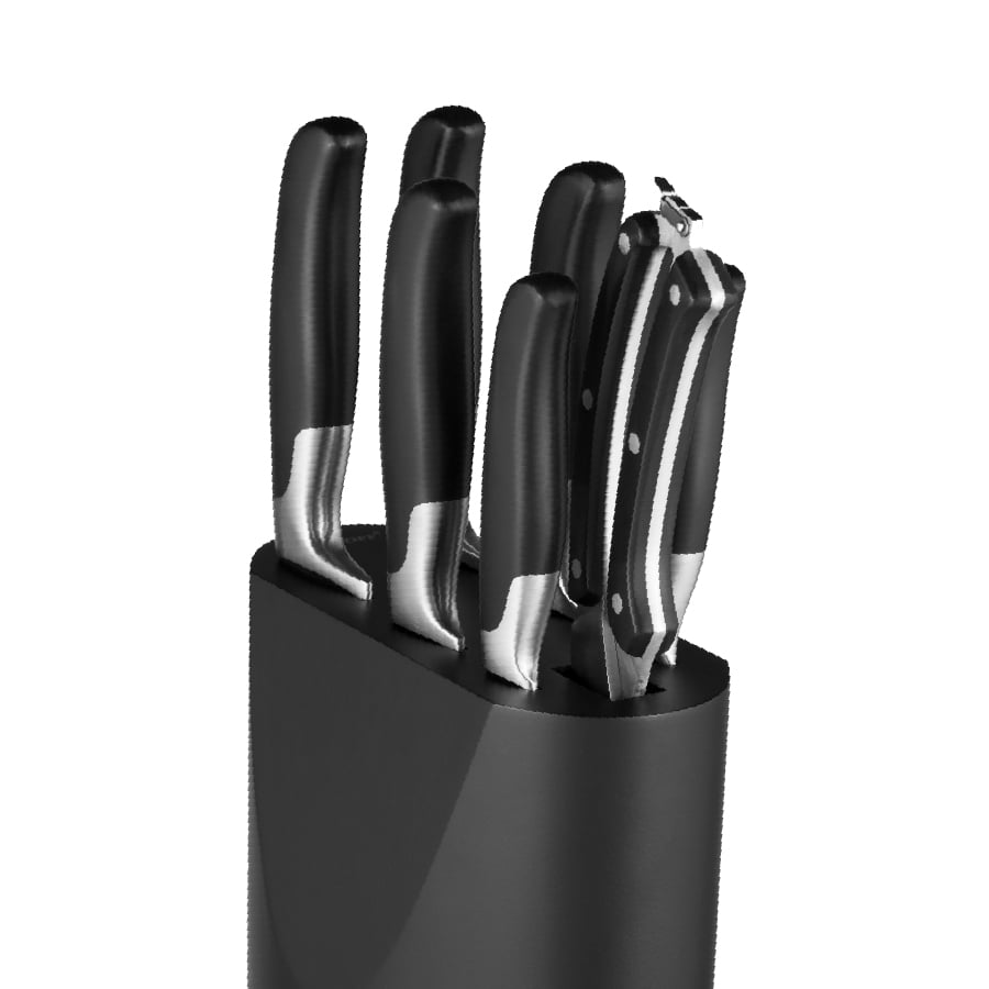 มีดสแตนเลสสตีลพร้อมบล็อกมีด BergHOFF รุ่นEssential -Onyx 8 ชิ้น ทนทาน สีเงิน บล็อกสีดำ 1308010_2